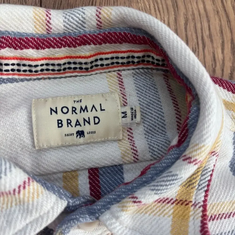 THE NORMAL BRAND Mountain Regular Fit Flannel Shirt In White Plaid Size M